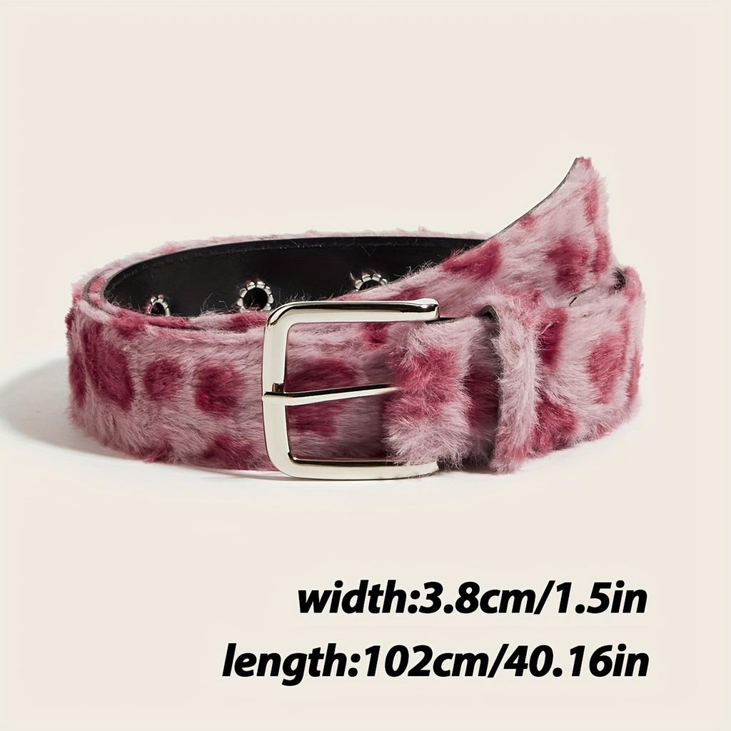 Fashionable leopard print plush women's belt, retro millennium hot girl style belt, y2k women's belt, winter belt