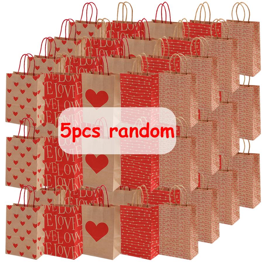

5/10pcs Valentine s Day Kraft Paper Bag Party Small Gift Packaging Bag 15x8x21cm LOVE Heart Style Gift Bag Party Favor Supplies 15x8x21cm