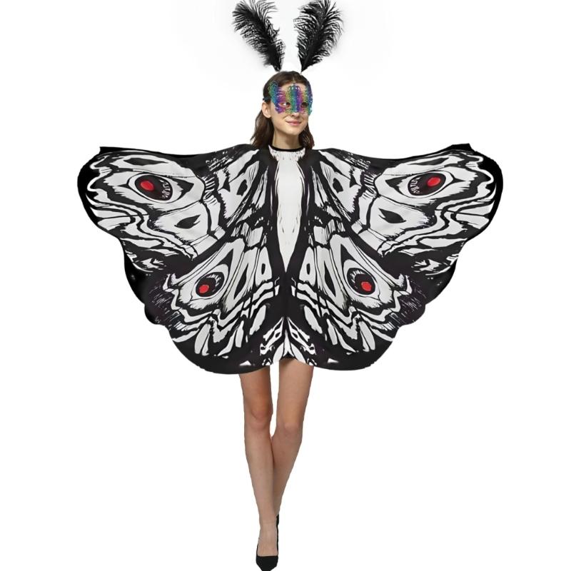 Elegant Moth Themed Costume Polyester Butterfly Wing Shawl Perfect For Halloween Event And Themed Parties