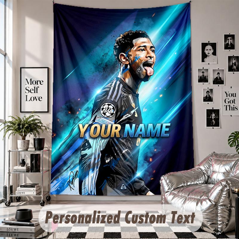Arazzo da Parete con Nome e Testo Personalizzati, Arazzo Decorativo Jude Bellingham per Camera da Letto