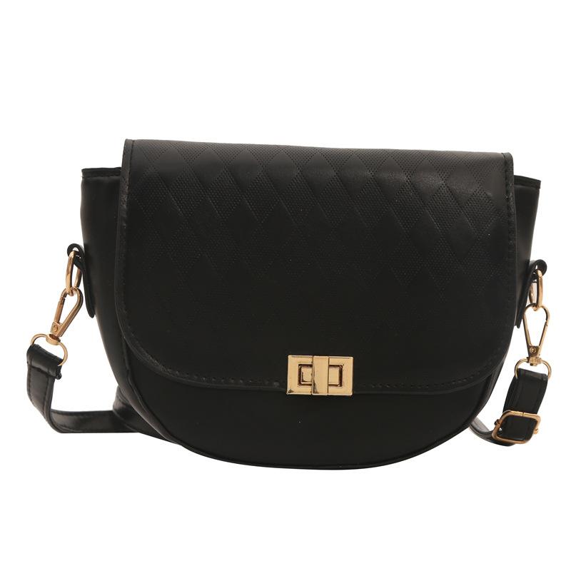 

2024 лето новый ретро однотонный текстурный иностранный стиль ромб мода косая сумка через плечо сумка подмышку сумка-седло чёрный