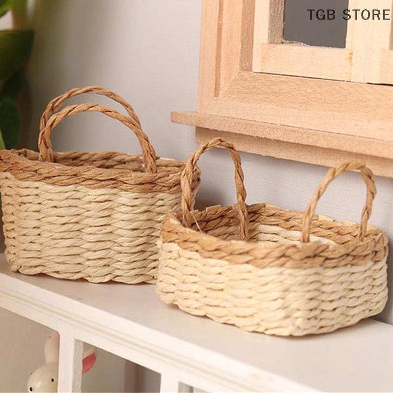 1Pcs 1:12 Miniature Woven Frame Storage Basket Vegetable Food Kitchen Model Decor Toy Doll House Accessories
