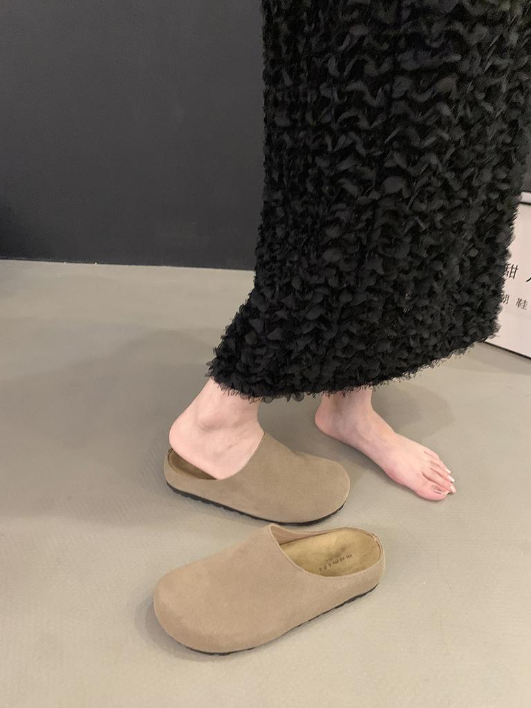 Niche Retro Platform Bag Head Half Slippers Women's Shoes Wear 2025 New Autumn One-pedal Shoes