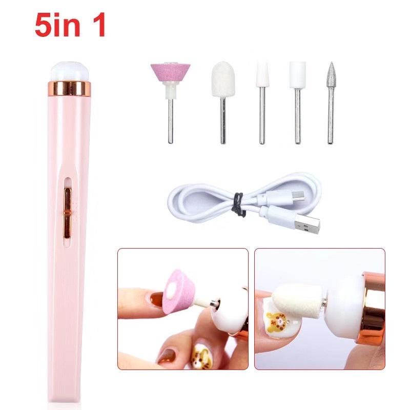 Portable Electric Nail Polisher & Manicure Set - 5-in-1 Nail Grinding Tool