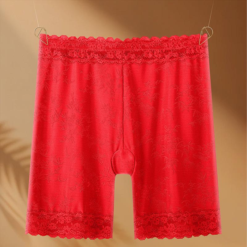 Plus Large Size Female Spring and Summer Lace Anti Wear High Waist Safety Leggings