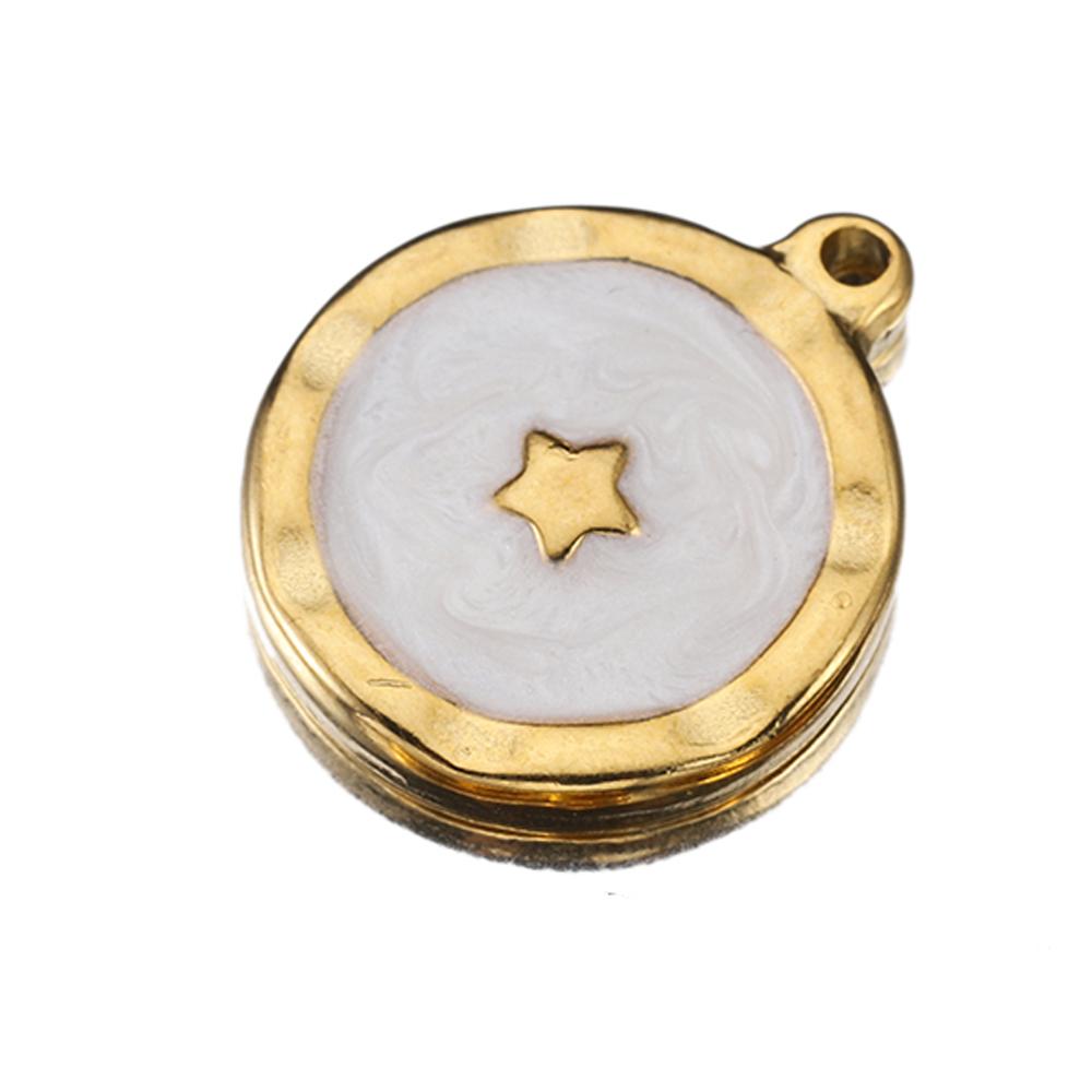 5pcs Gold Color Stainless Steel Enamel Moon Love Medal Heart Charms Pendants for DIY Earrings Necklace Jewelry Making Supplies