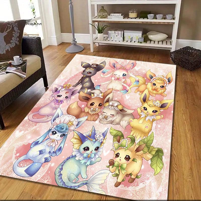 Eevee Pattern Square Carpet,Area Rug,Carpet Rug for Living Room Bedroom Sofa Playroom Decor,Non-slip Floor Mat,Holiday Birthday Gifts 60cmx90cm