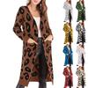 Women's Casual Loose Leopard Print Mid-length Knitted Sweater Jacket