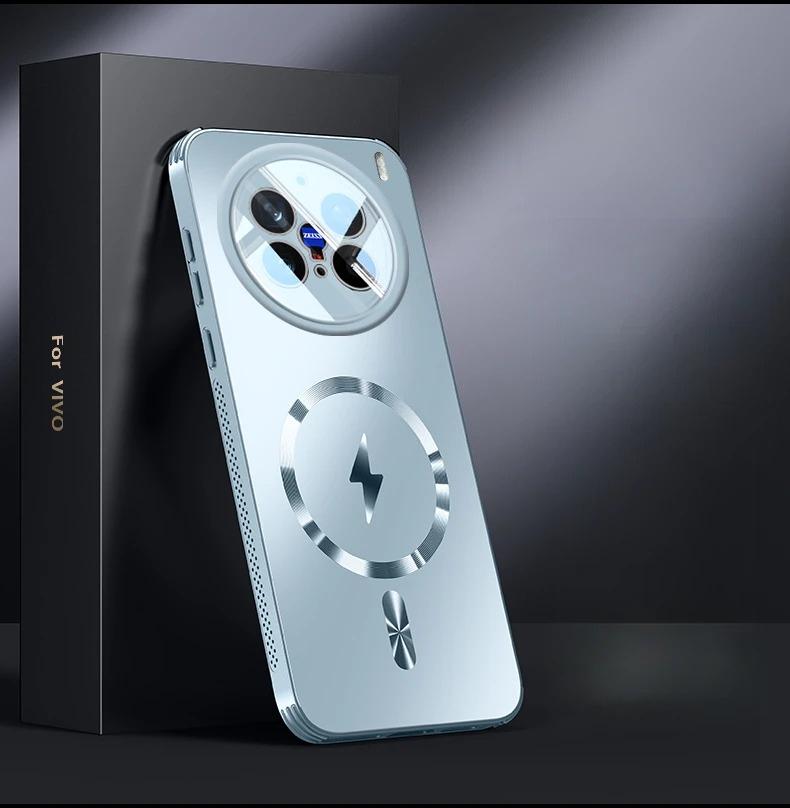 

Магнитный чехол с защитной пленкой для объектива для VIVO X200 Ultra Magsafe Беспроводная зарядка Противоударный чехол для VIVO X200s X200Pro mini vivo X200 Pro синий