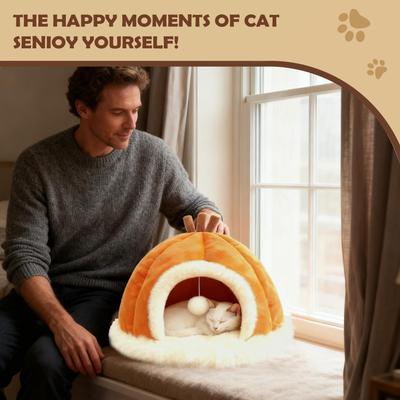 Pet Cat House Washable Warm Plush Indoor Cat Cave For Winter For Napping Resting Playing Small Medium Large Breeds Living Room