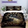 3pcs Golden Peacock Feather Duvet Cover Set - Machine Washable, Includes 1 Cover and 2 Pillowcases, No Core Included Yy251013029