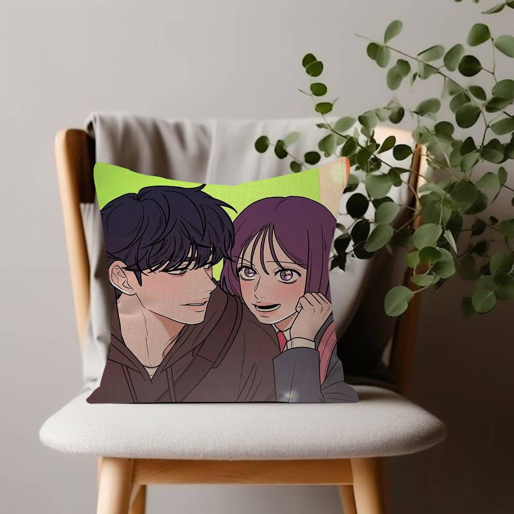 Ovely Korean Manhwa Operation True Love Cushion Cover Soft Pillow Case for Sofa Living Room Home Office Decor Protective Covers