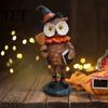 Holiday Fireplace Mantel Decor Wooden Halloween Resin Figurines, Pumpkin Scarecrow Wizard Owl Black Cat Atmospheric Festival Ornaments Statue, Rustic