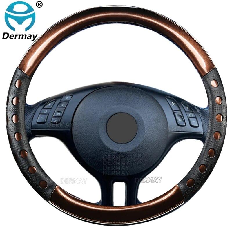 For BMW E46 3 Series M3 DERMAY Car Steering Wheel Cover Microfiber Leather+Carbon Fiber 16 Colors High Quality Auto Accessories