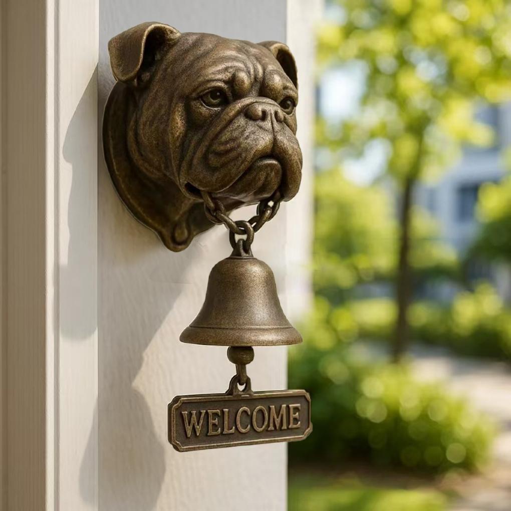 Retro Animal Inu Welcome Wall Mounted Pet Doorbell Charming Entrance Decoration Handmade Durable Dog Lovers Home