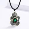 European and N Fashion Retro Green Grandmother Flower Pendant Pastoral Style Necklace