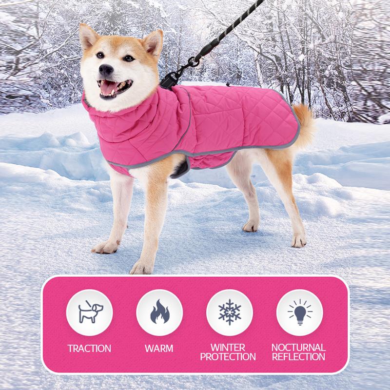 Winter Warm Velvet Fleece Dog Coat Waterproof Reflective Jacket Pet Cotton-padded Jacket Coat For Medium Large Dogs