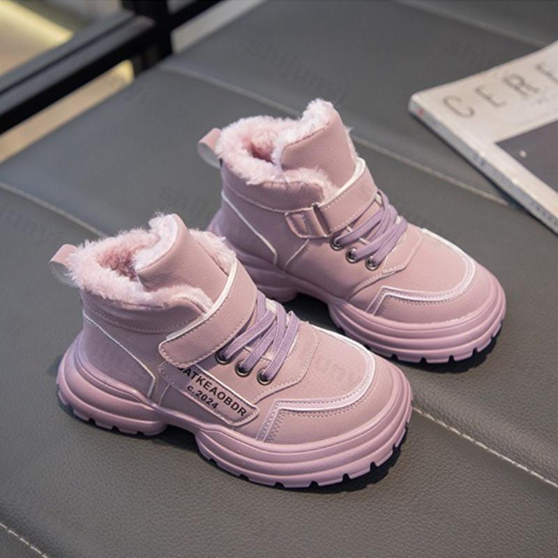 Botas de Neve Infantis Inverno Meninas Quentes Pelúcia Acolchoado Algodão Sapatos Confortáveis Exterior Antiderrapante Meninos Botas Curtas