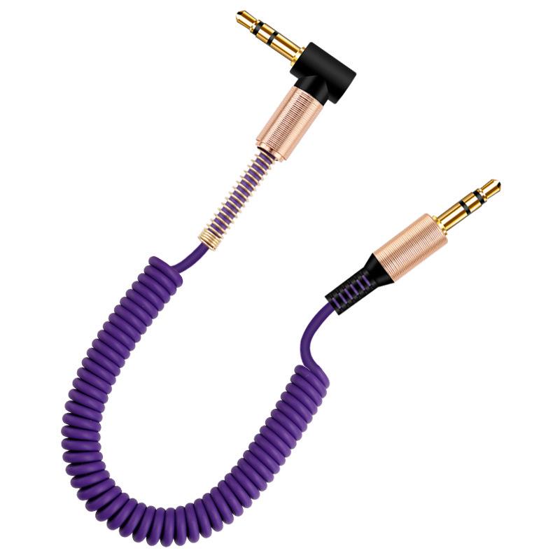 1.8m Spring AUX Audio Cable - 3.5mm for Headphones, Speakers, Mic, & Recording
