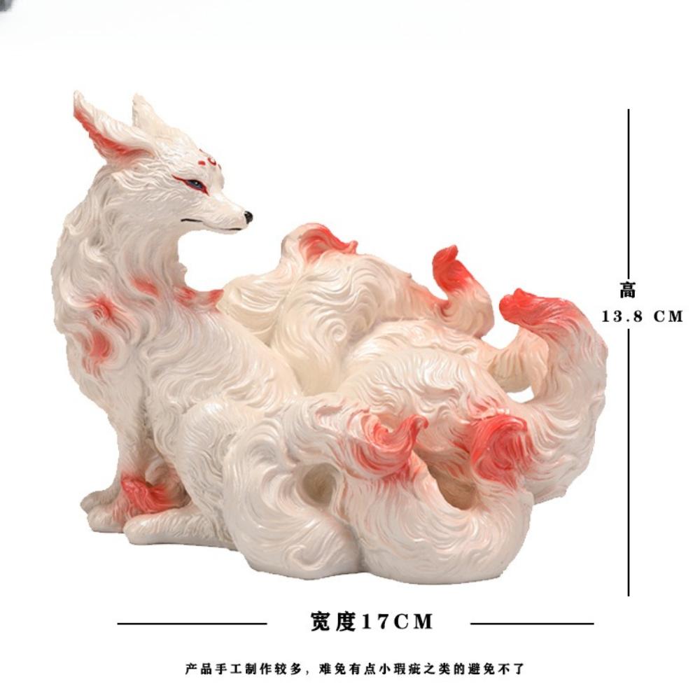 

Nine Tailed Foxes Ornament Hand-Painted Resin Craft Ornament Lucky Feng Shui Decor in Buddhist Temples Chinese Living Room Decor