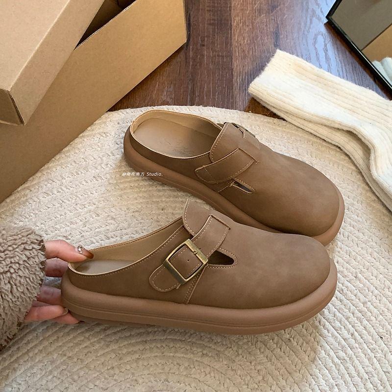 Shoes for Women Low Heel Woman Mules Slippers Round Toe Slides On Offer Easy Wears Summer Footwear 2025 Vip Price Sale Sandals