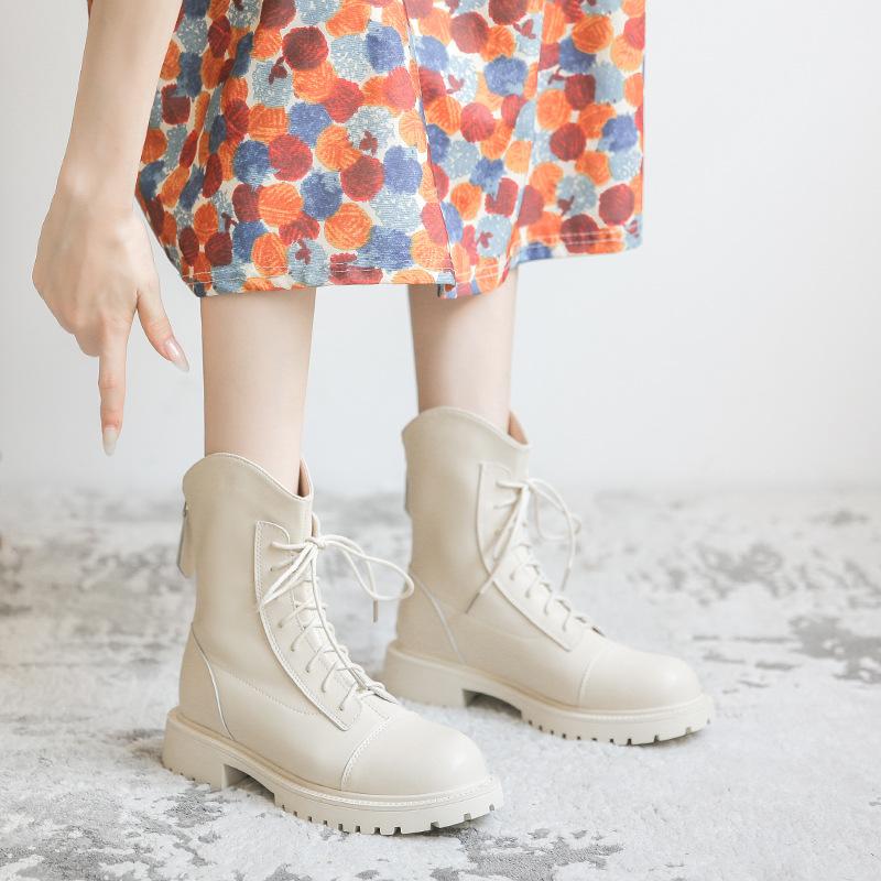 Martin boots women's new versatile leather boots women's autumn and winter locomotive thick-soled lace-up short boots
