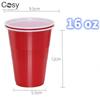 50pcs 16oz Plastic Party Cups For Beer Pong, Disposable Water Cups Recyclable Red Cups with Fill Lines For Drinks,bbq,picnic