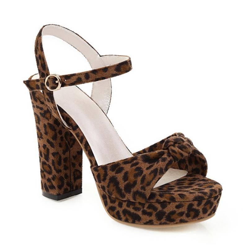 Leopard Bow Women Platform Sandals 11.5cm High Heel Summer Pumps Fashion Night Club Sandalias Party Wedding Lady Sandals WSH3928