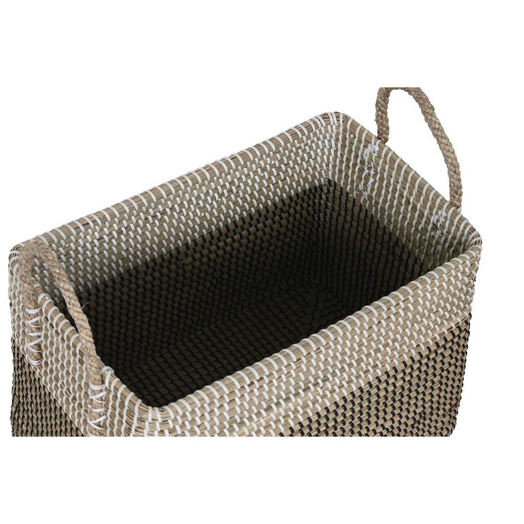 Basket Set Home ESPRIT White Black Natural Seagrass Boho 44 X 25 X 38 Cm (2 Pieces)
