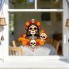 Unique Gift for Mexican Culture Fans Day of The Dead Window Clings, Dia De Los Muertos Sticker, Colorful Decorative Film Parties Sugar Skull