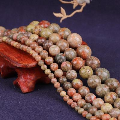 4 6 8 10 12MM Natural Stone Unakite Stone Beads Diy Spacer Loose Accessories for Jewelry Making Charms Bracelet