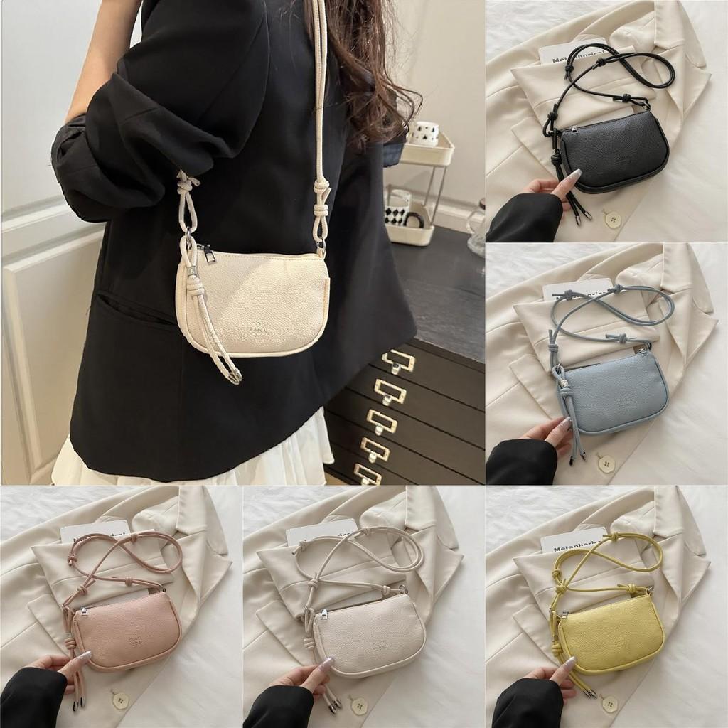 Simple Solid Color Lychee Texture Women Casual Shoulder Bag For Daily Use