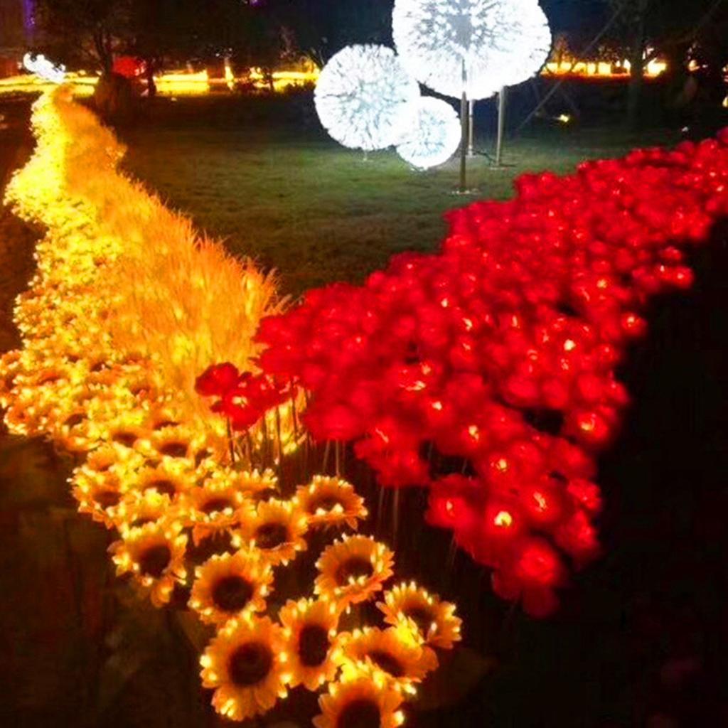 2 Packs Solar Sunflower Lights Intelligent Light Control Outdoor Waterproof Garden Landscape Stake Light (3 sunflowers)