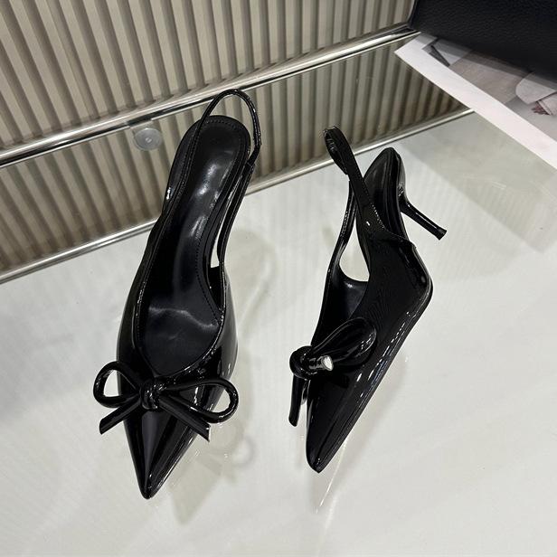 High Heels Spring New Fashion Bag Head Empty Sweet Bow Thin Heel Pointed High Heel Sandals