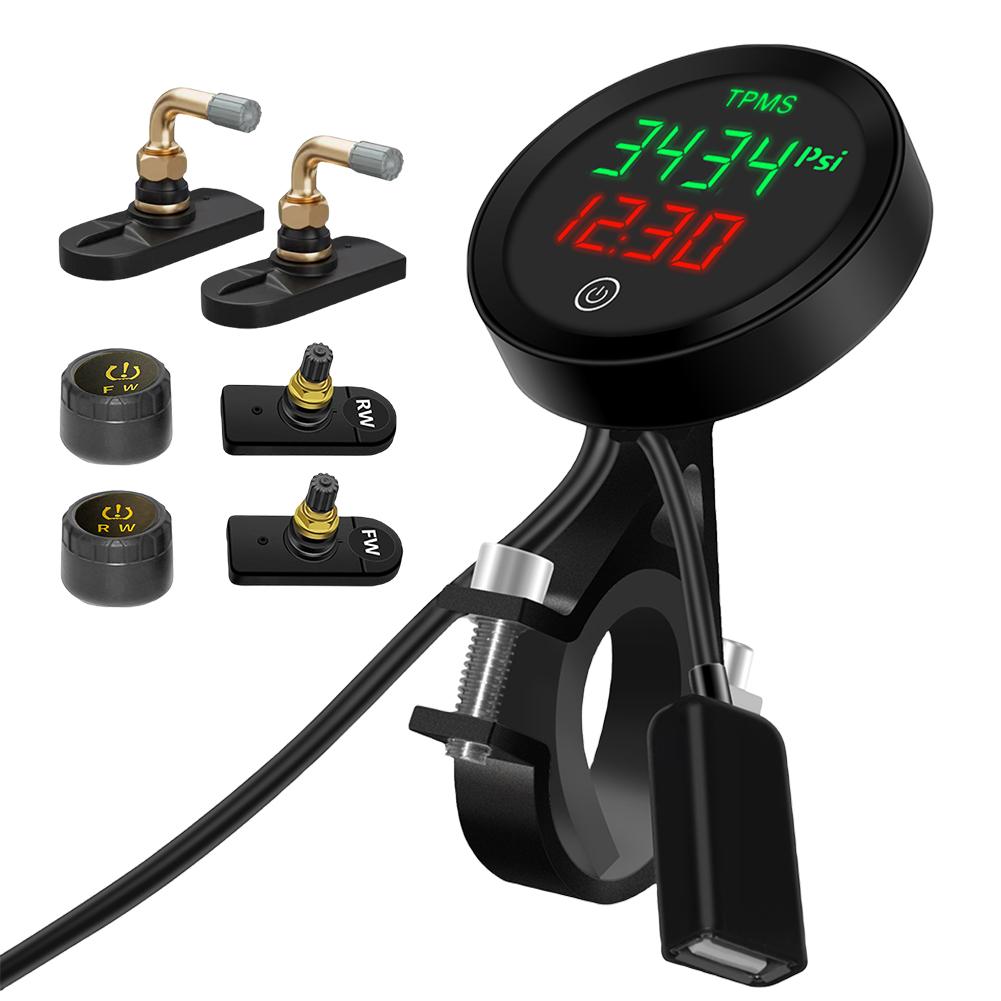 Tire Pressure Monitor 1-4.0Bar Wireless Tire Pressure Alarm System with Sensor LCD Display IP67 Waterproof Motorbike Accessories