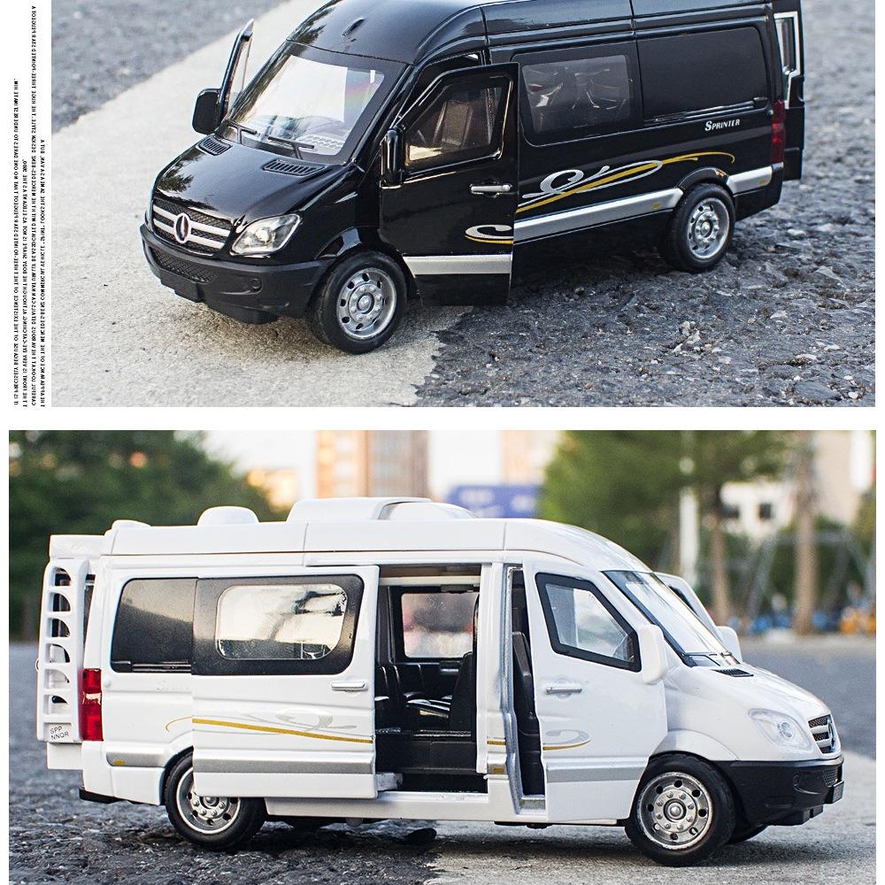 1:32 Sprinter Rv Toys Car Model Alloy Diecast Vehicles Pull Back With Light Mpv Van Miniature Models For Boy Gifts