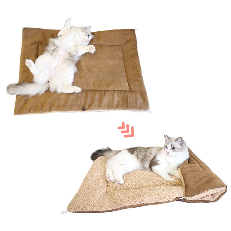 2-in-1 Faltbare Haustierbettmatte Warmes Haustierbett Haustierkennel Flauschiges Bequemes Haustierkissen