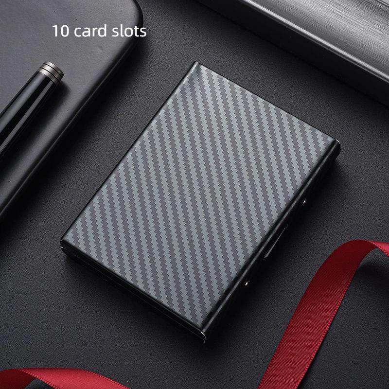 1PZ Portafoglio Uomo in Fibra di Carbonio con Blocco RFID in Metallo Alluminio Sottile Borsa per Soldi Porta Carte di Credito Anti-Scansione Custodia Sottile