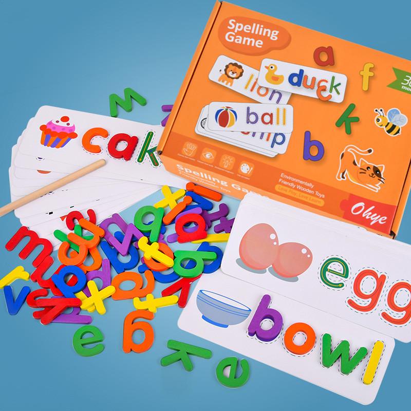 

Puzzle Wooden Spelling Cards For Kids Educational Toy Word Spelling Game Gift