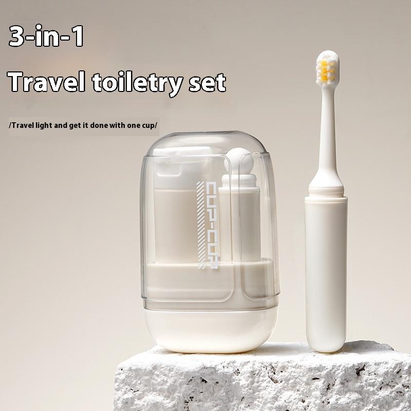 Zahnbürste Reise-Set Reisezahnbürste mit Etui Leichte faltbare Becher-Set-Halterung für Damen Herren Toilettenartikel Rucksack Business