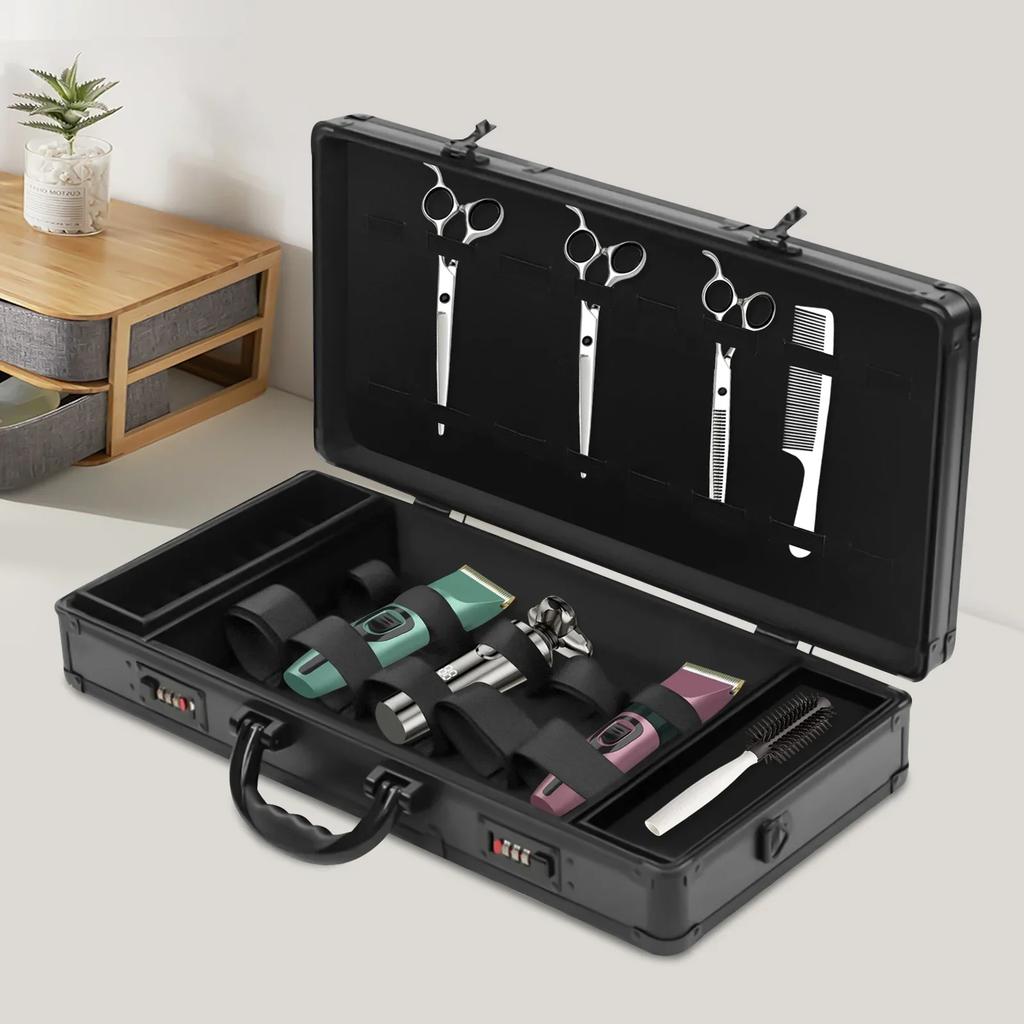 Hairdressing Tool Kit Barber Travel Organizer Tool Box Salon Clipper Trimmer Holder Organizer Box with Shoulder Strap & Lock