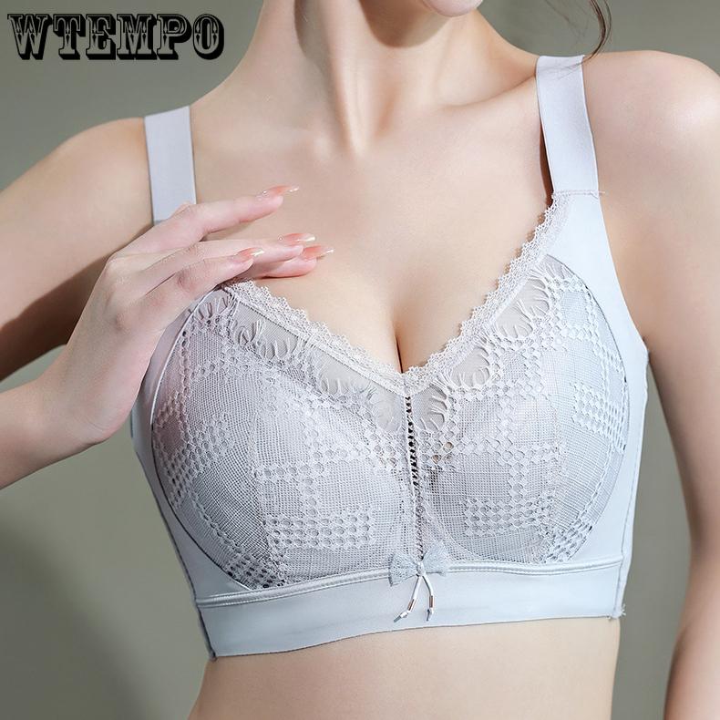 Große Größen Dessous für Frauen Dünner Schnitt Ohne Bügel Gerafftes Oberteil Stützend Anti-Hänge-BH