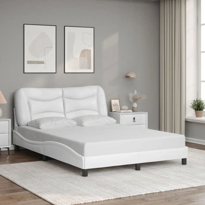 VidaXL Cadre de Lit avec Tête de Lit, Lit Rembourré, Sommier à Lattes, Lit Double, Lit Adulte de Chambre à Coucher 3208003