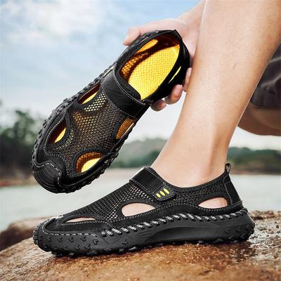 Summer Douyin Live Broadcast Foreign Trade Hot-selling Large-size Men's Shoes Outdoor Leather Mesh Breathable Men's Beach Sandals