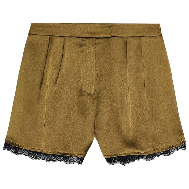 

Zaprha 2025 Осень Новые Атласные Кружевные Контрастные Дизайнерские Повседневные Шорты Бермуды Средней Посадки 8358399 Yellow-Green L