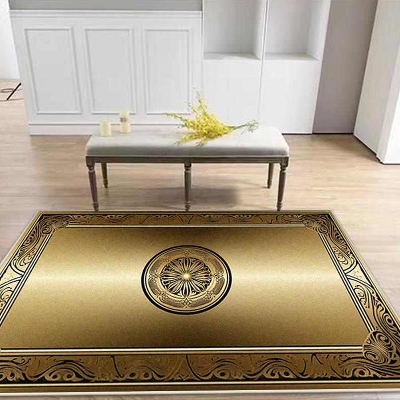 Modern Golden Antiskid Living Room Rug Luxury Big Size Bedroom Carpet Lint-free Soft Sofa Table Mat Easy Clean Machine Washable
