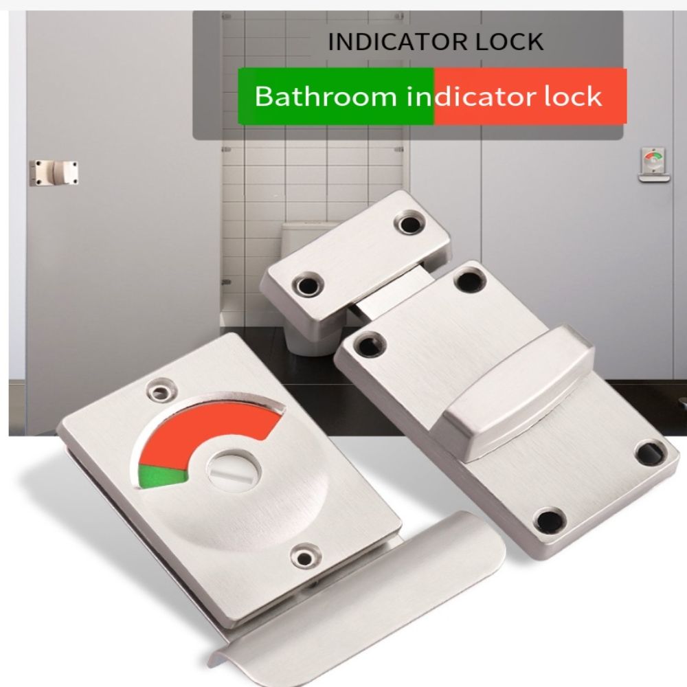 Smooth Operation Stainless Steel Partition Door Lock Metal Indicator Door Lock  Restroom