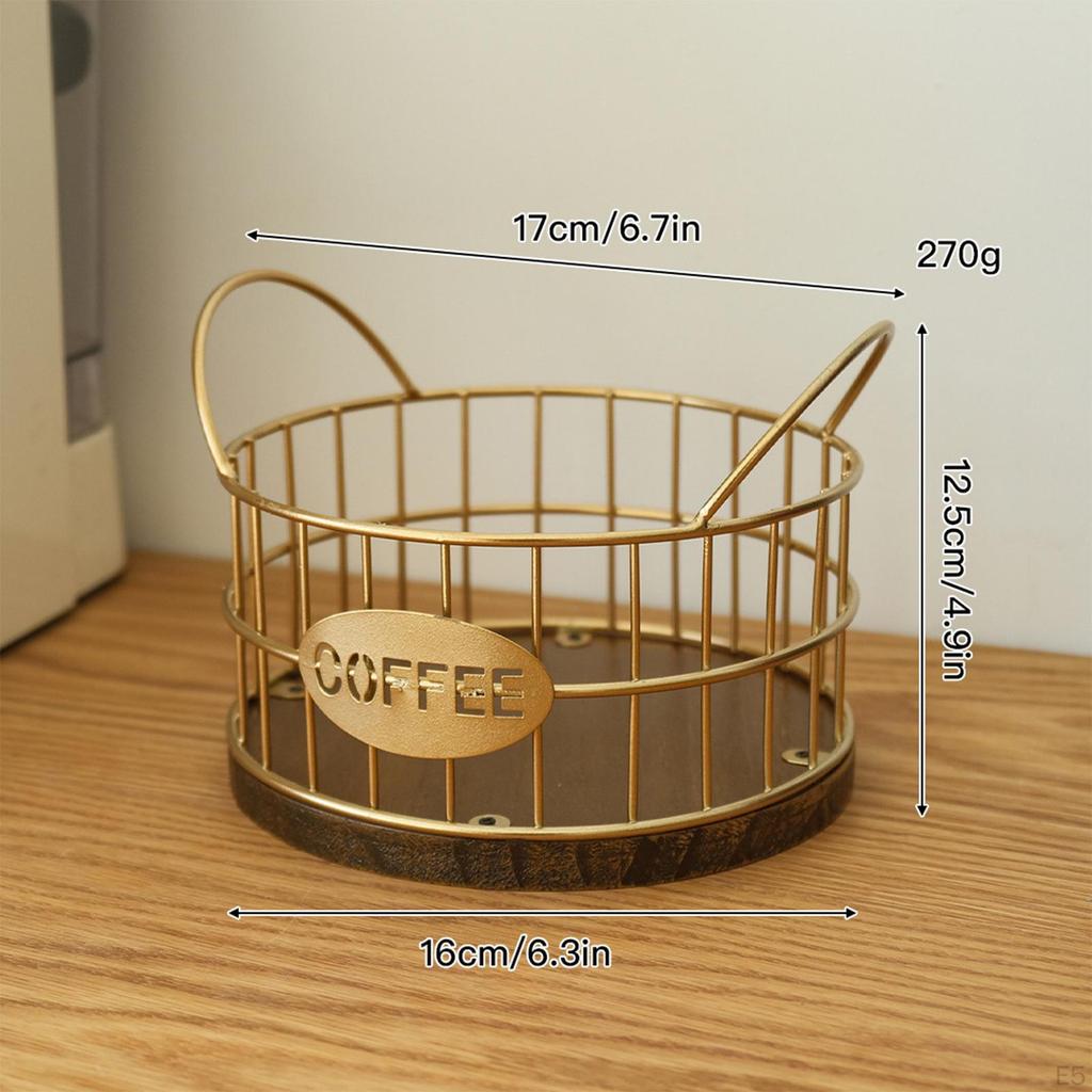 Holder Coffee Pod Storage Basket Multifunctional Accessory , Golden for Lover Rustic