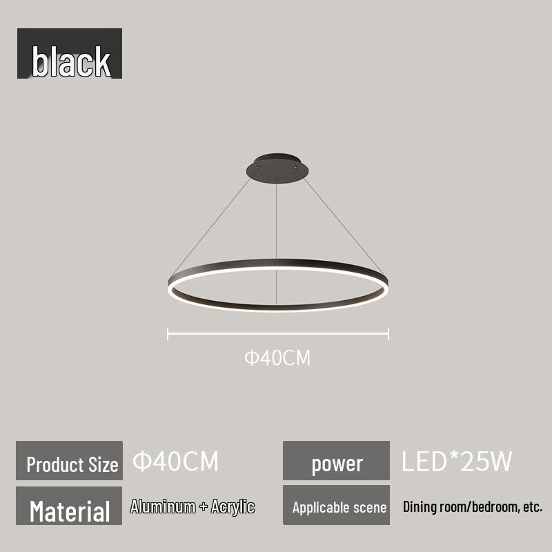 Ring-Shaped LED Chandelier: Modern Minimalist Design for Restaurant or Living Room Spaces Tri-color dimming