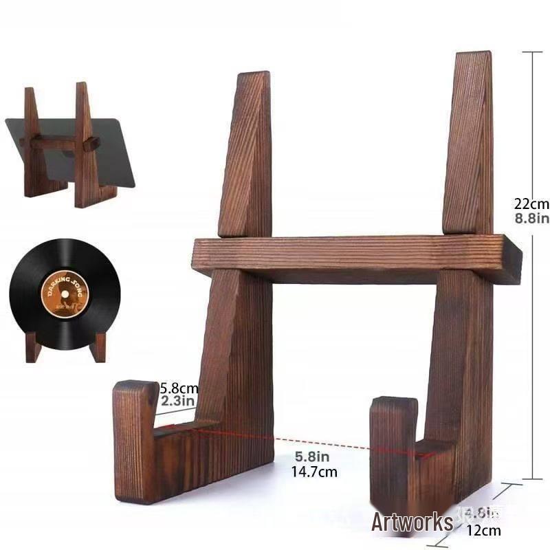 Solid Wood Display Stand for Photos, Clocks, Records, and Plates